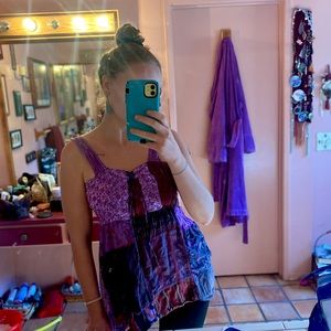Kathmandu Imports Patchwork Boho Flowy Tank-Top